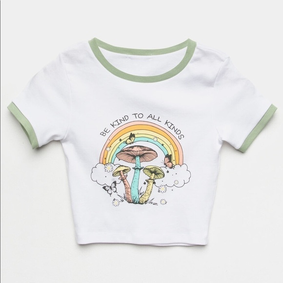 Mushroom Crop Tee, Small and Large Sizes, NWT - Picture 5 of 12